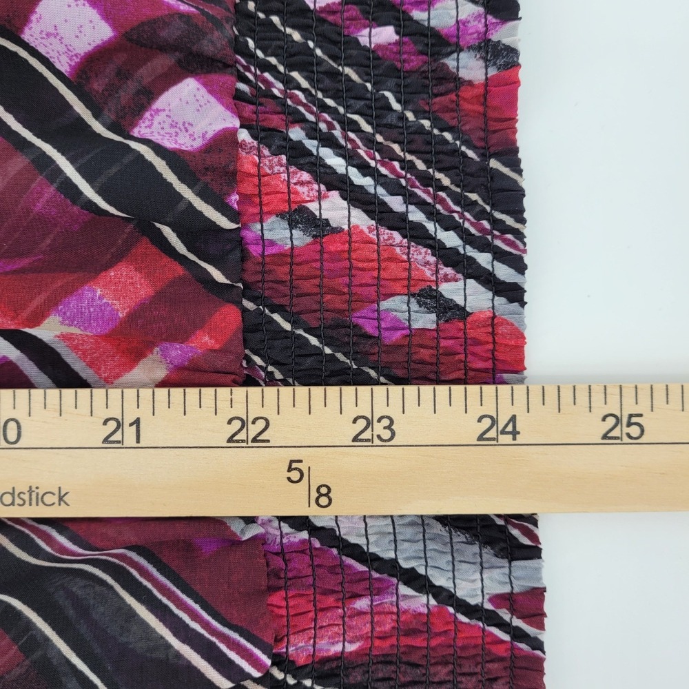White House Black Market Womens Small Plum Geometric Abstract Faux Wrap Blouse - Picture 12 of 13